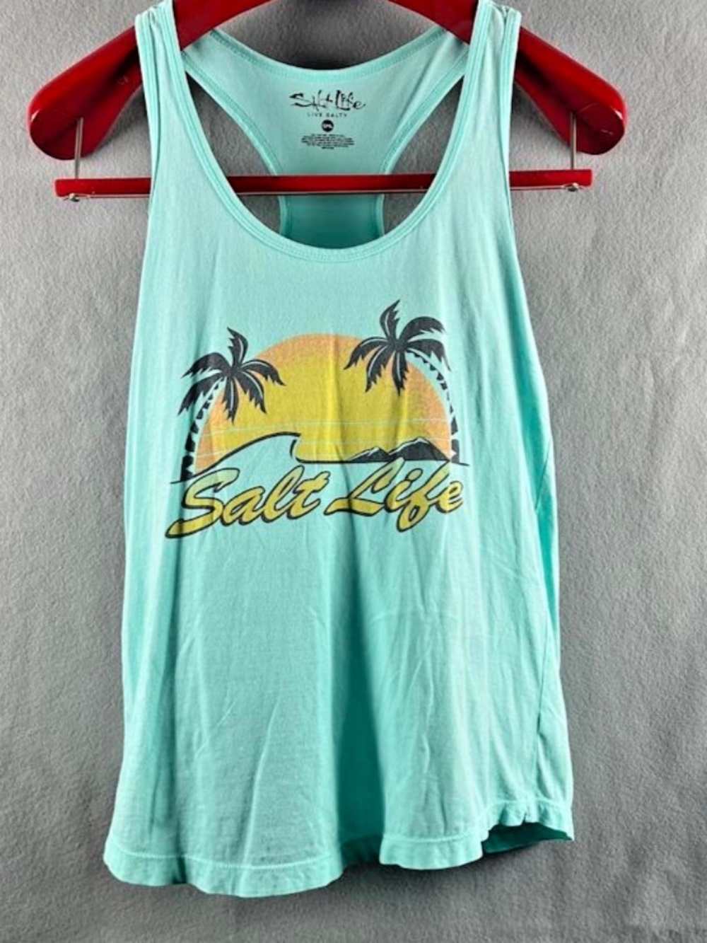 Salt Life Island Living Women's Racerback Tank Aruba Blue Small Beachy Sporty